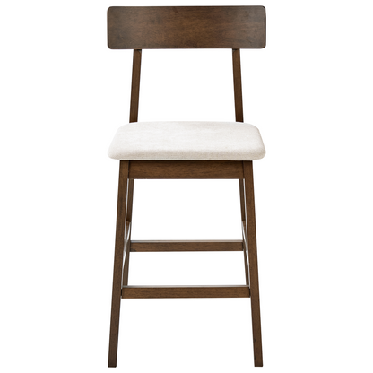 Bar Chairs Set of 2 Dark Brown Taupe Retro Rubberwood Seats