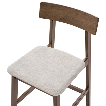 Bar Chairs Set of 2 Dark Brown Taupe Retro Rubberwood Seats