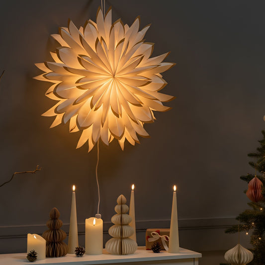 Hanging Star Light Off White Paper Shade Decoration