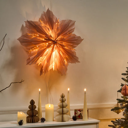 Pink Star Paper Shade Hanging Lamp Christmas Theme