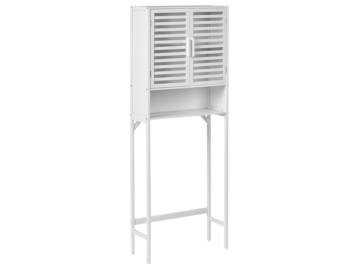 Three Shelf Over The Washer Cabinet In White Bamboo Minimalist Bathroom Storage