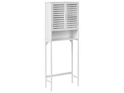 Three Shelf Over The Washer Cabinet In White Bamboo Minimalist Bathroom Storage