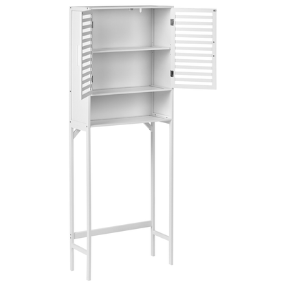 Three Shelf Over The Washer Cabinet In White Bamboo Minimalist Bathroom Storage