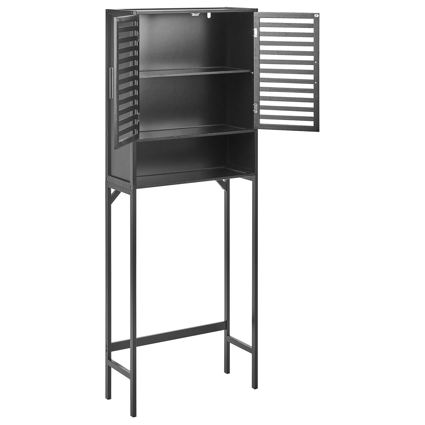 Black Bamboo Over Washer Cabinet Minimalist Storage