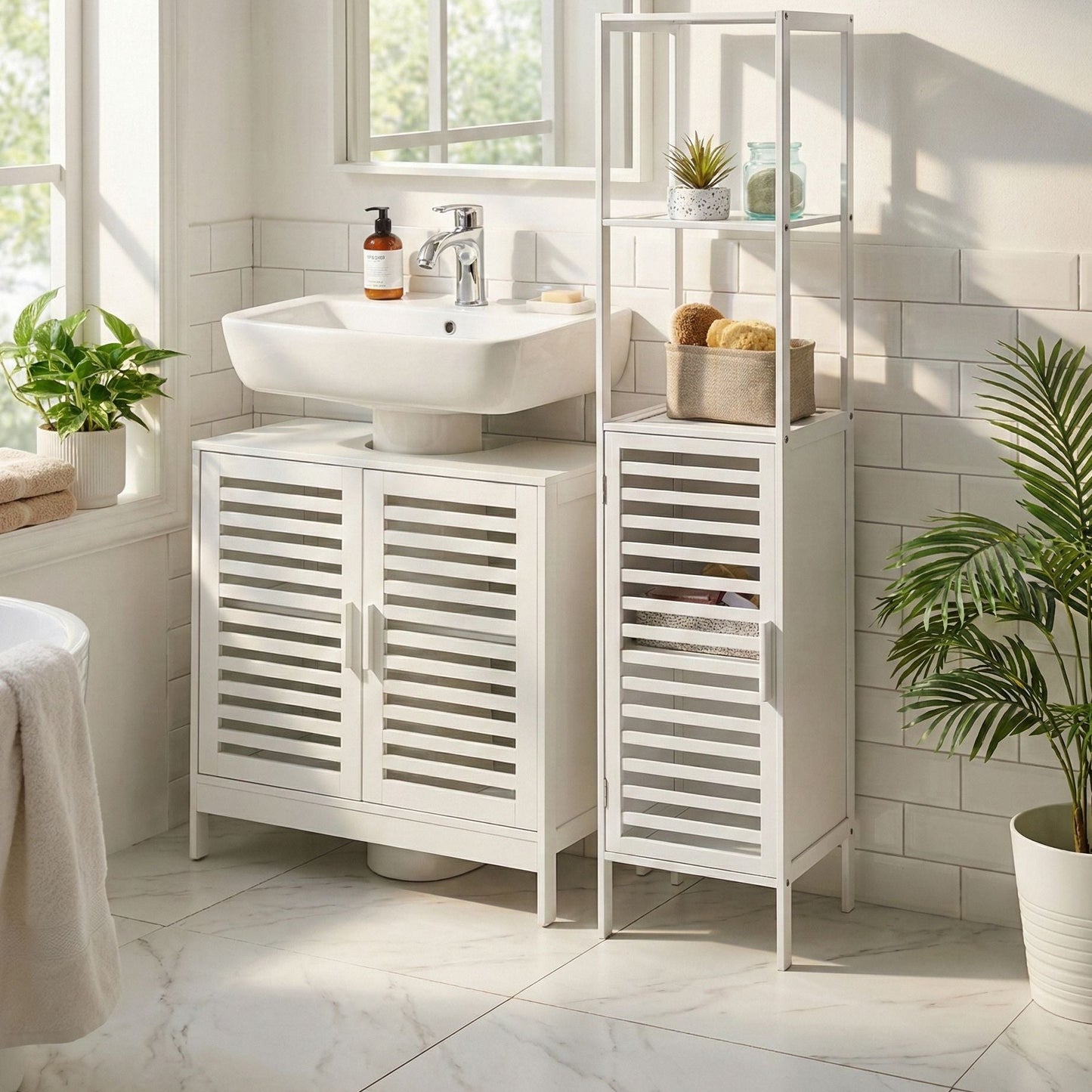 Bathroom Shelving Unit White With Door Minimalist