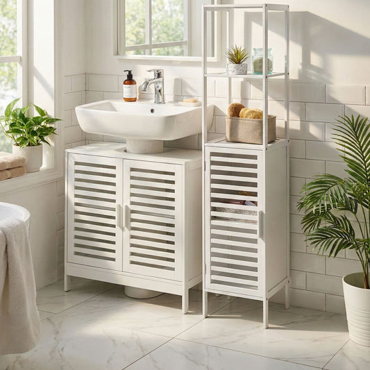 Bathroom Shelving Unit White With Door Minimalist