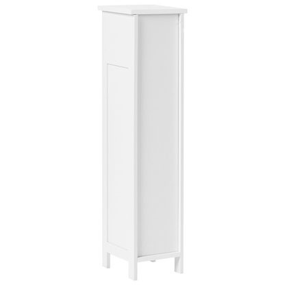 Toilet Paper Cabinet White Bamboo With Shelves And Door