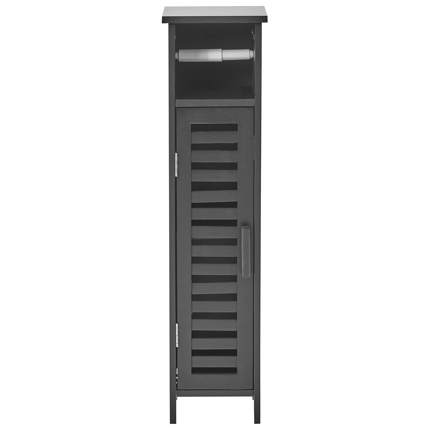Black Bamboo Toilet Paper Cabinet With Shelves And Door Space Saving Minimalist Design