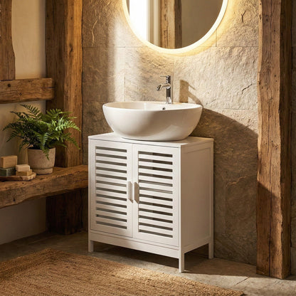 White Washbasin Cabinet Minimalist Bathroom Storage