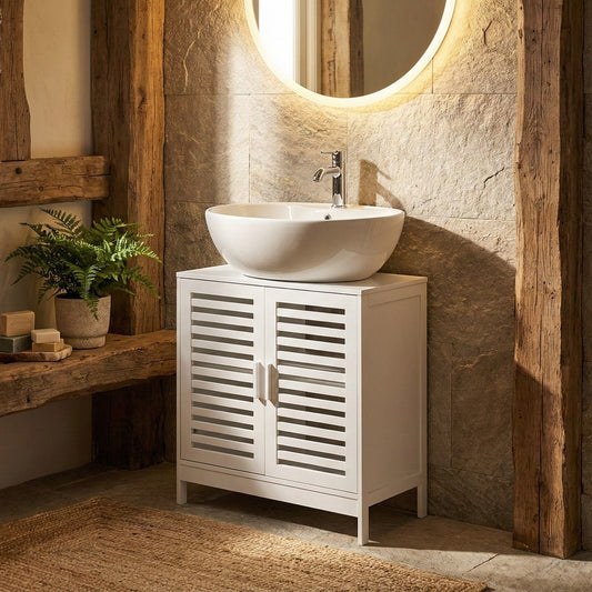 White Washbasin Cabinet Minimalist Bathroom Storage