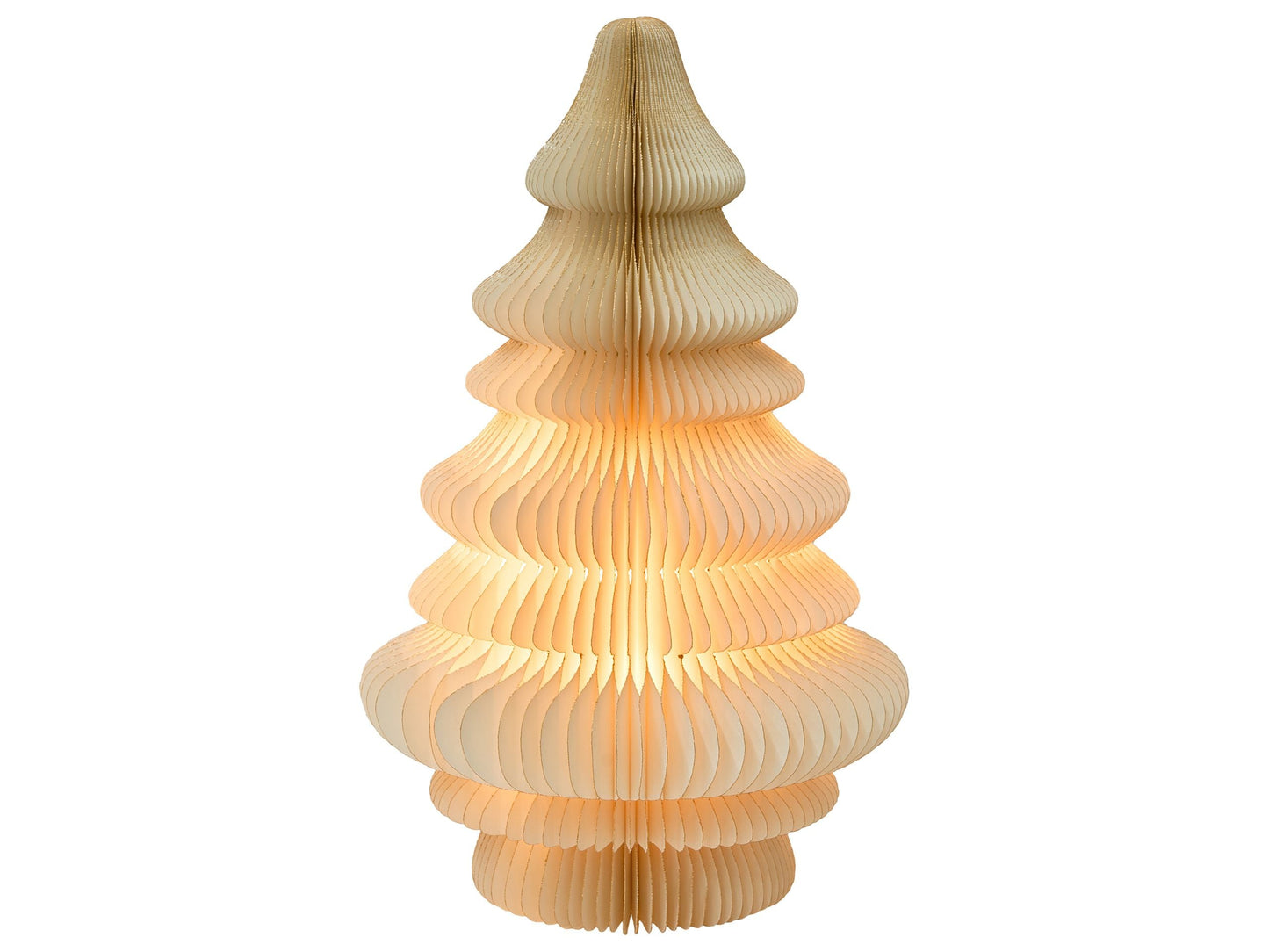 Lumi Origami LED Christmas Tree Figurine Beige Honeycomb Paper