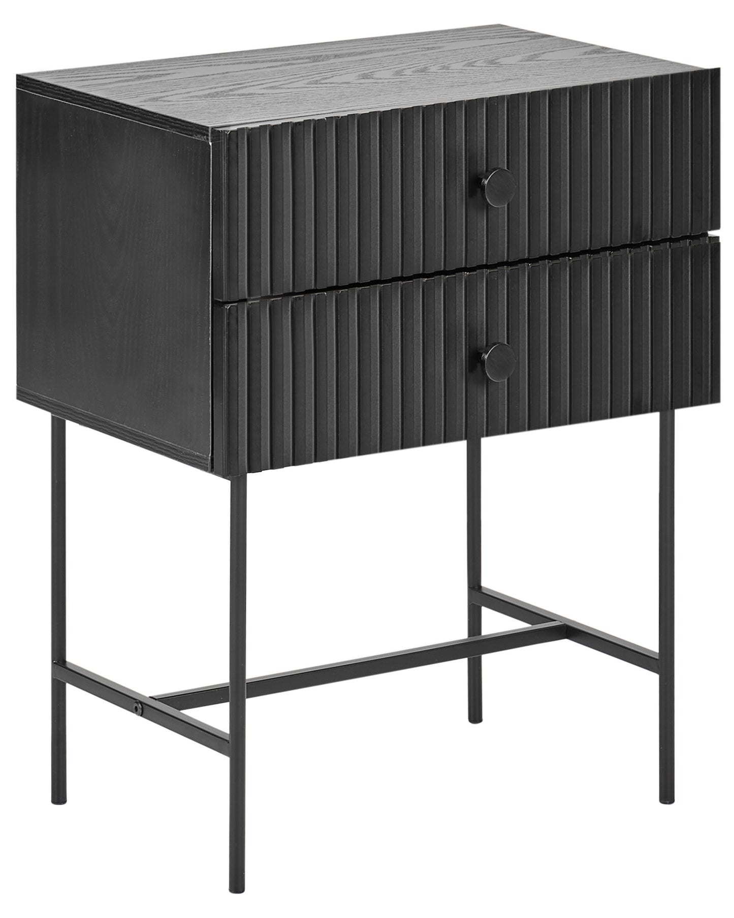 NovaHome 2 Drawer Bedside Table Black MDF Nightstand