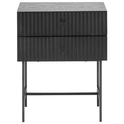 NovaHome 2 Drawer Bedside Table Black MDF Nightstand