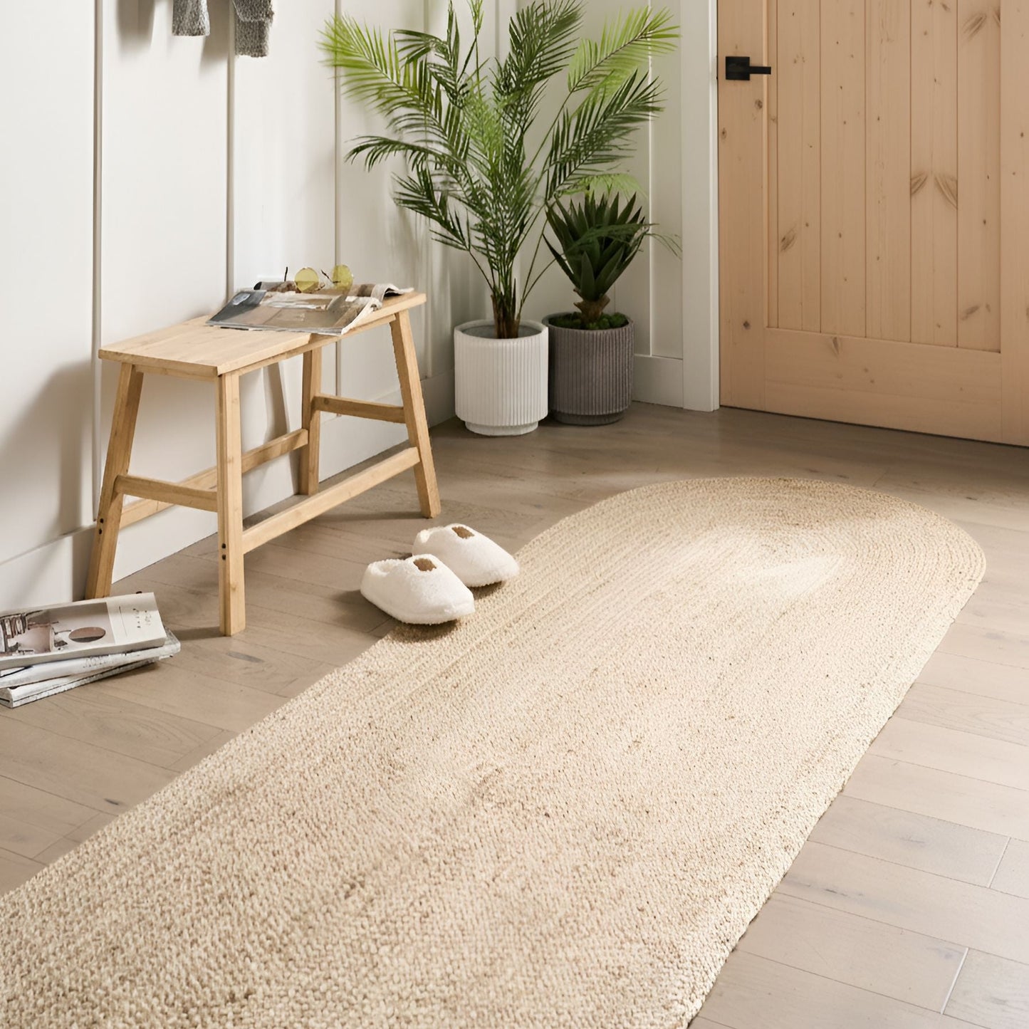 Rug Beige Jute 80 x 300 Braided Underfloor Heating