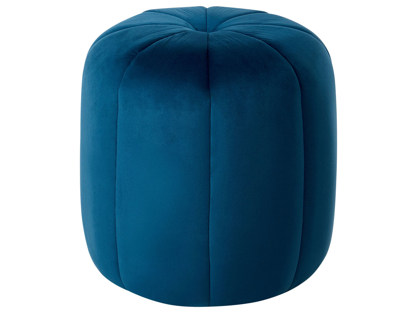 Velvet Pouffe Blue Round Footstool Elegant Accent