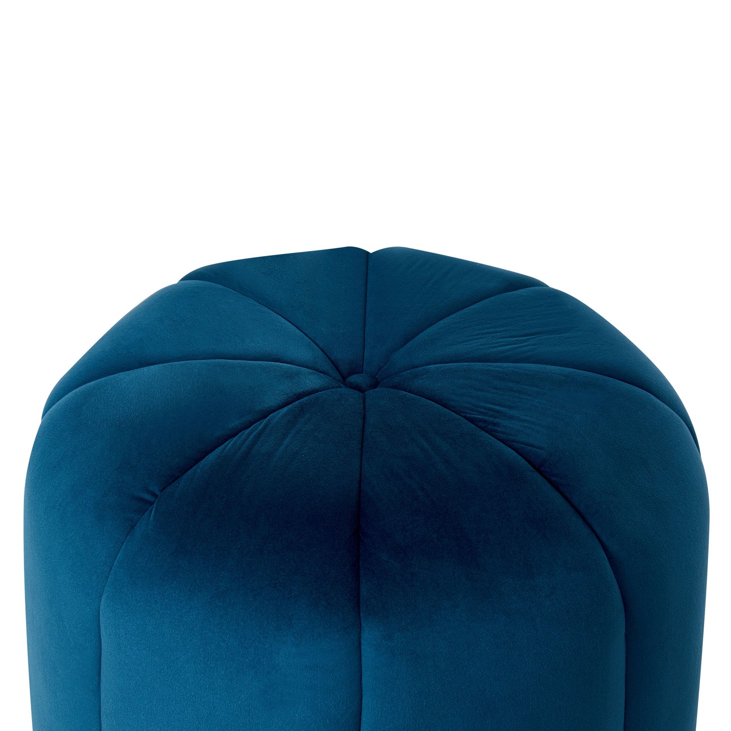 Velvet Pouffe Blue Round Footstool Elegant Accent