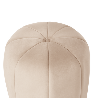 Velvet Pouffe Beige Round Footstool
