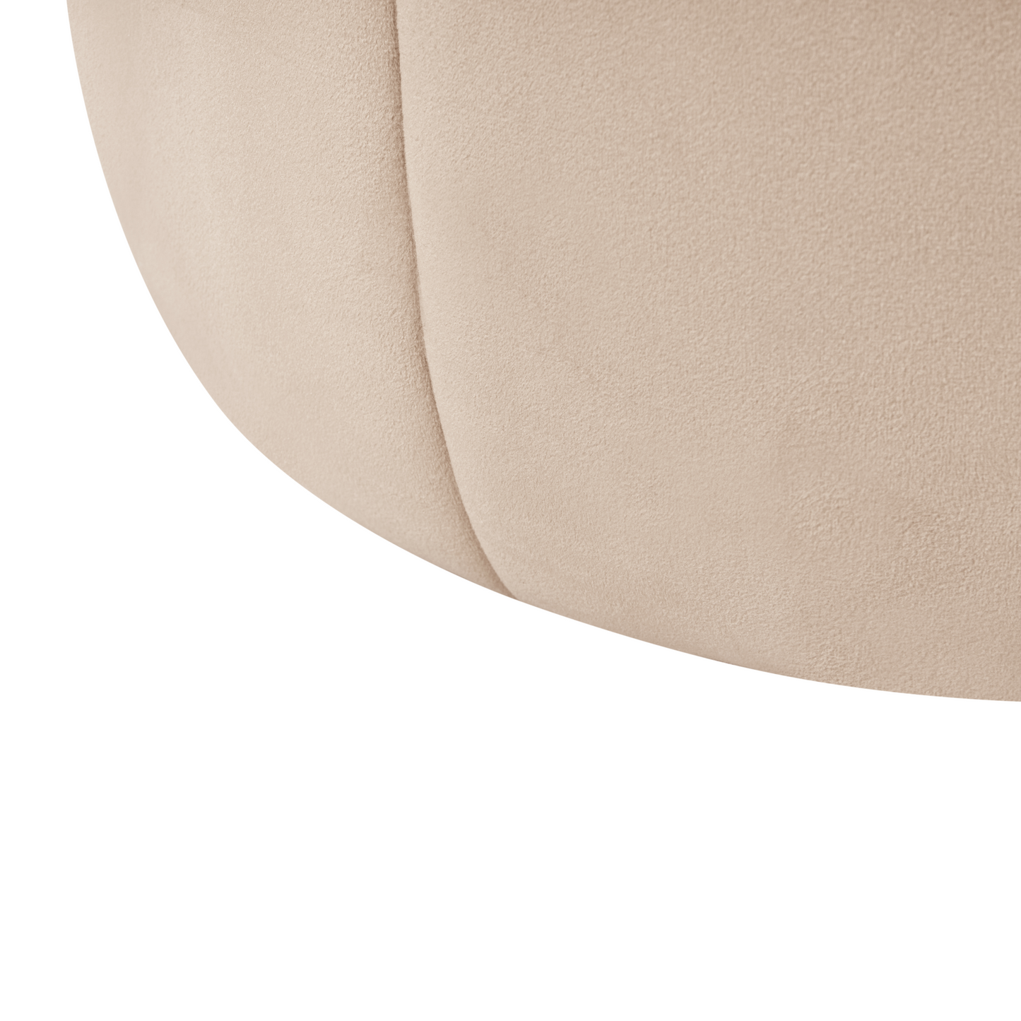Velvet Pouffe Beige Round Footstool