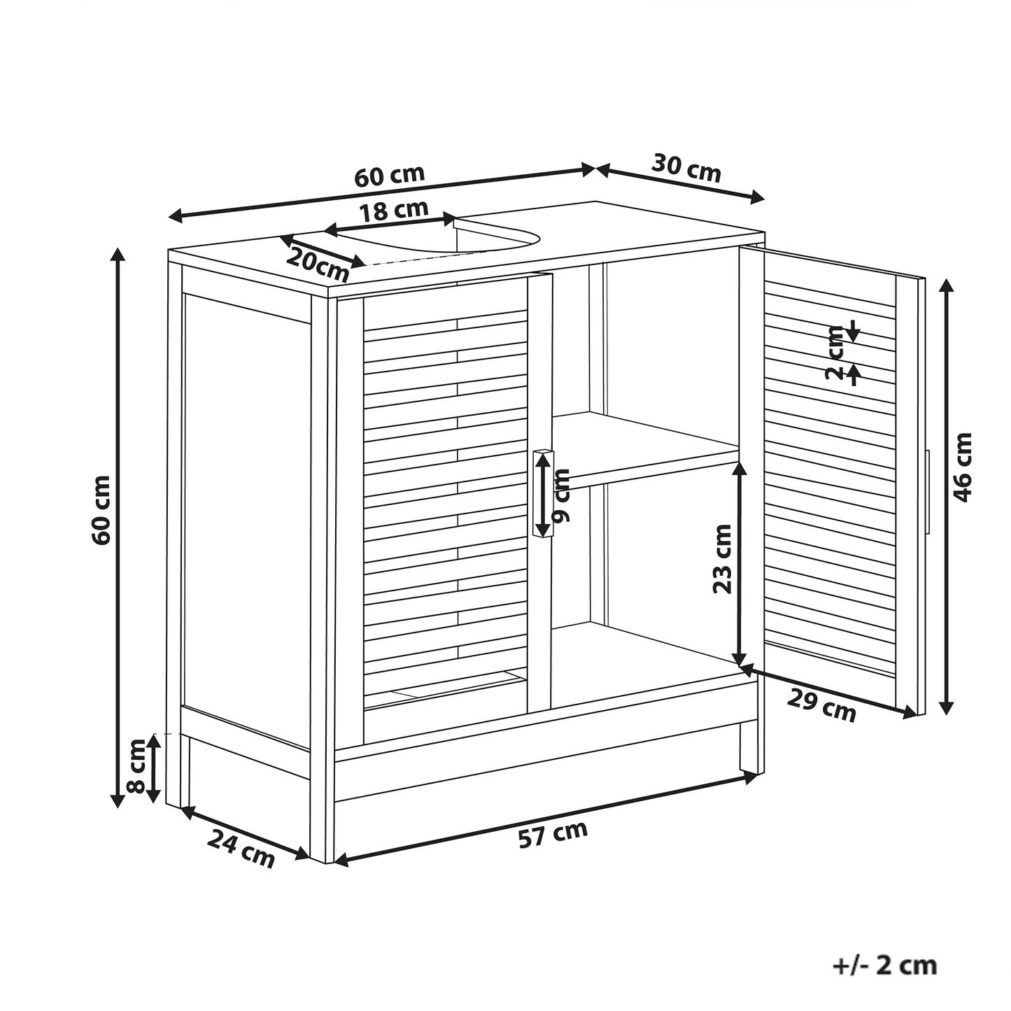 Washbasin Cabinet Black Minimalistic Bathroom Storage
