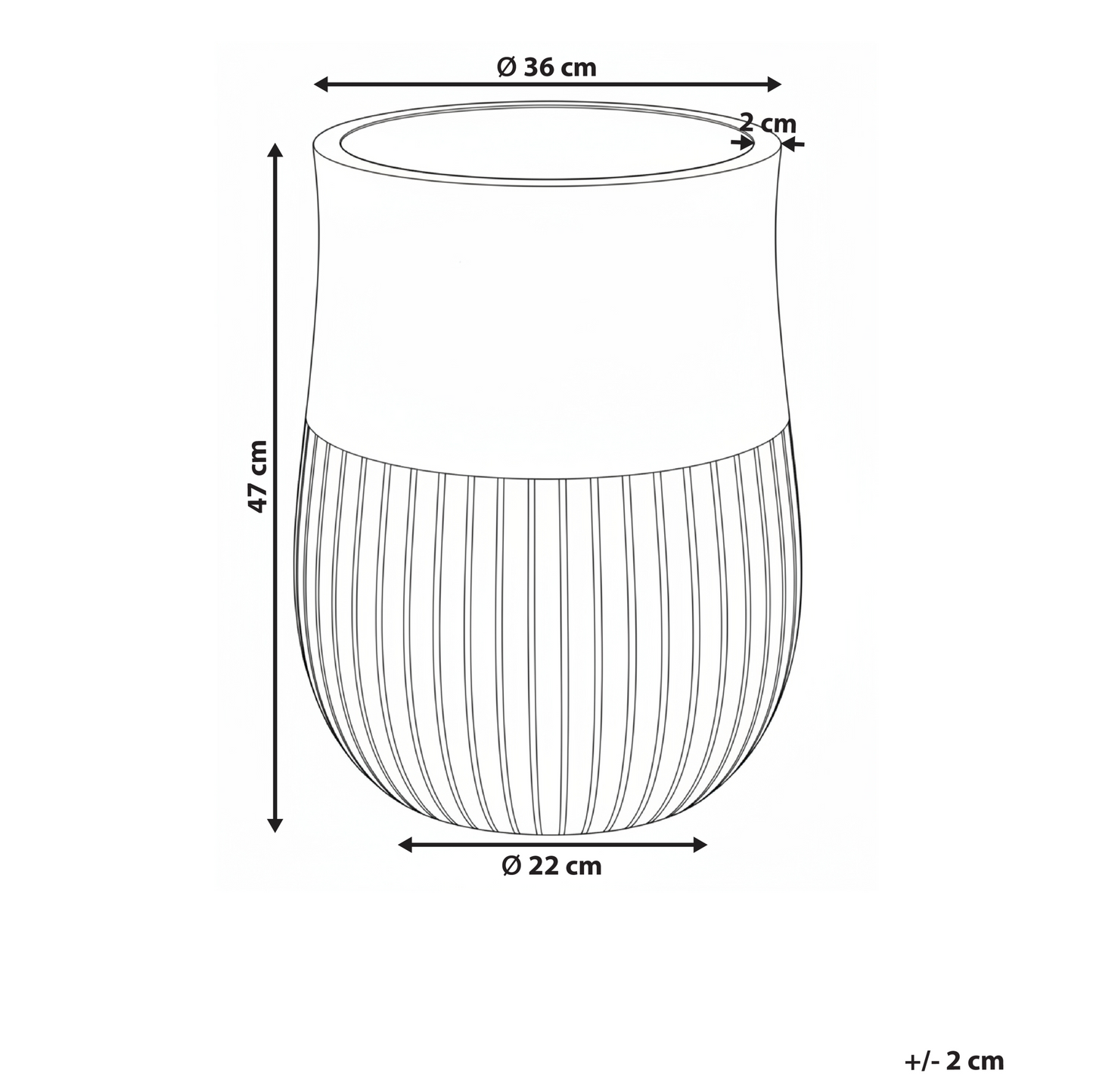 Aura Beige Fibre Clay Painted Flower Pot Planter Round Indoor Outdoor 36 x 36 x 46cm Modern Design