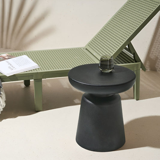 Accent Side Table Black Rust-Resistant 31cm Indoor Outdoor