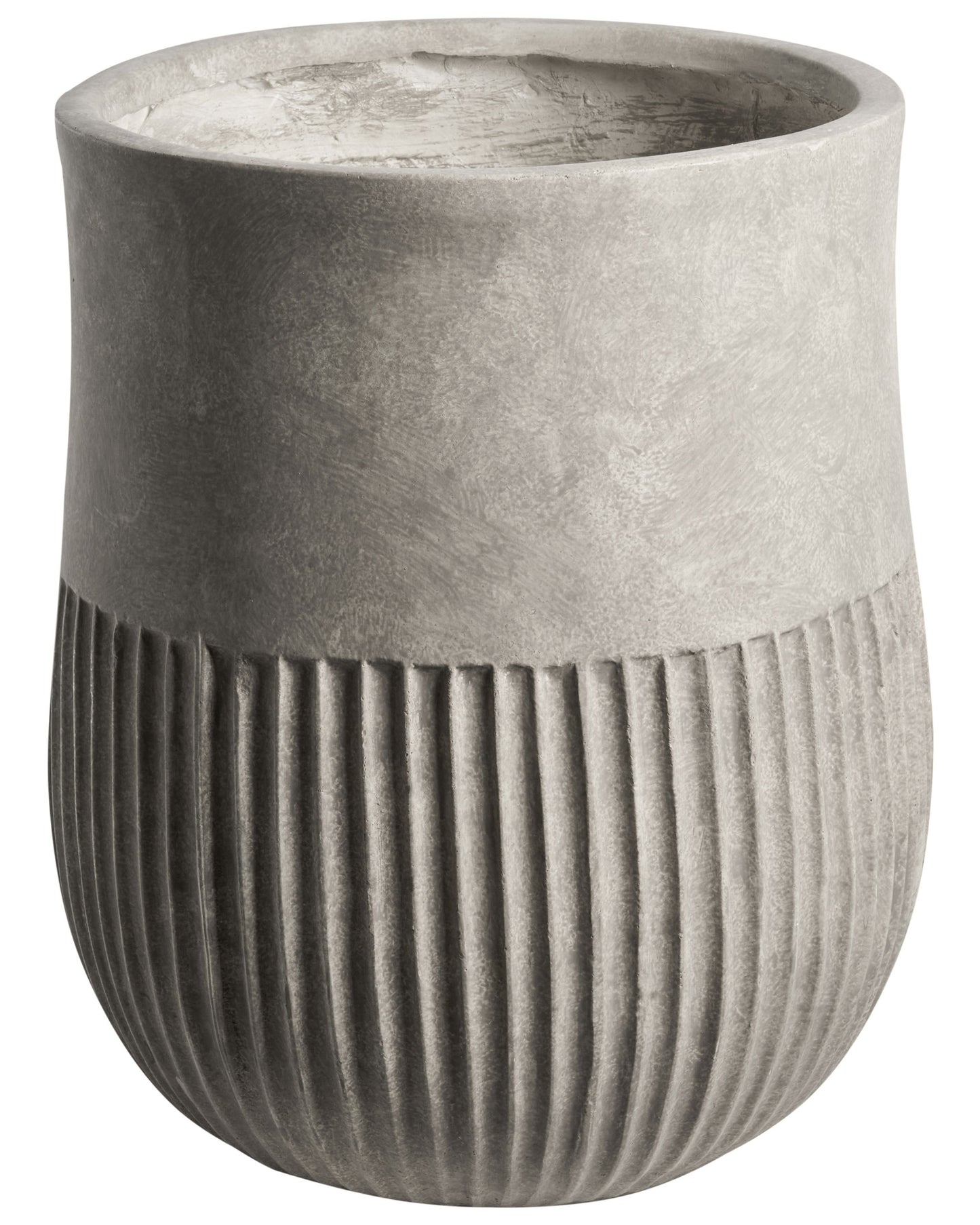 Fibre Clay Flower Pot Grey Round Planter 36cm