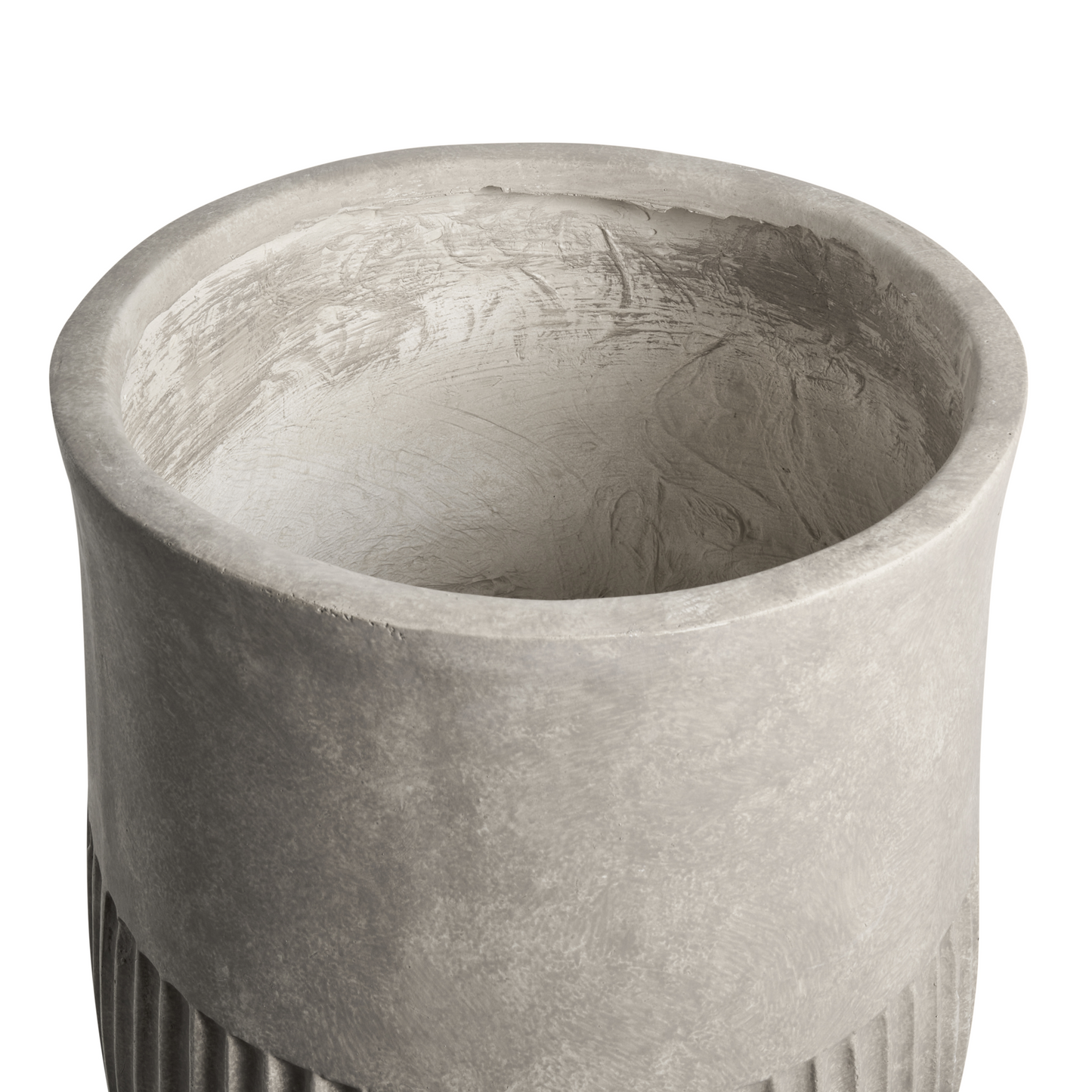 Fibre Clay Flower Pot Grey Round Planter 36cm