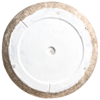 Beige Fibre Clay Flower Pot Planter 44cm Round Indoor Outdoor with Distressed Finish and Pre Drilled Drainage