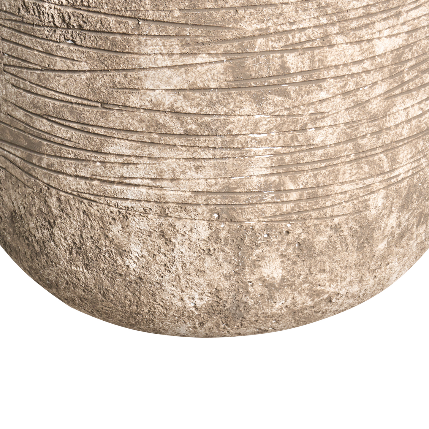 Beige Fibre Clay Flower Pot Planter 44cm Round Indoor Outdoor with Distressed Finish and Pre Drilled Drainage