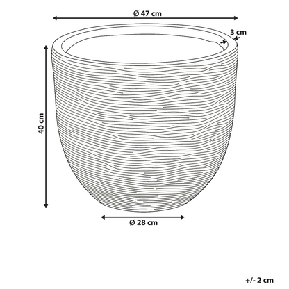 Light Grey Fibre Clay Flower Pot Planter Indoor Outdoor 47 x 47 x 40cm UV Resistant With Drainage Hole