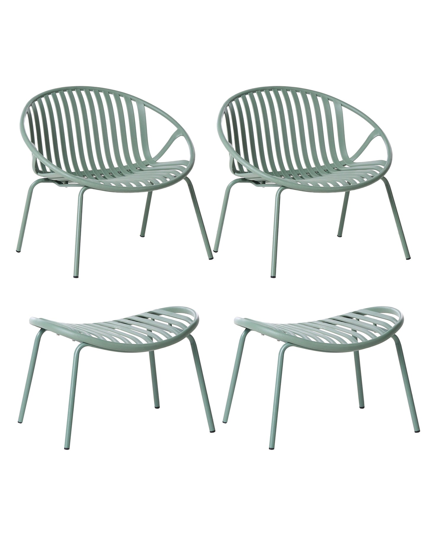Retro Garden Chairs Set With Footstools UV Resistant
