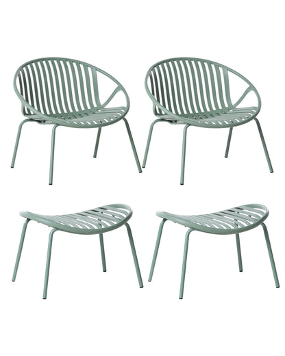 Retro Garden Chairs Set With Footstools UV Resistant