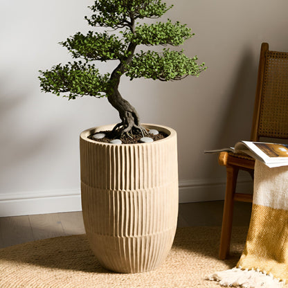 Beige Fibre Clay Planter 36 x 36 x 50cm Indoor Outdoor