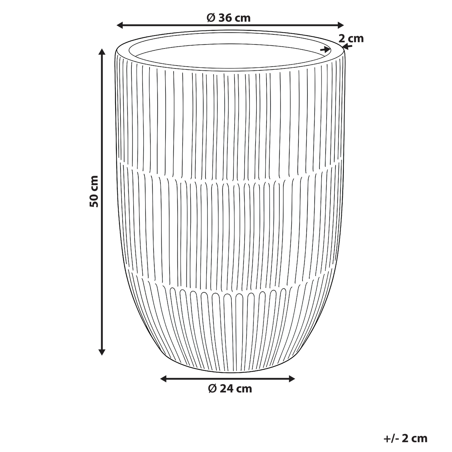 Beige Fibre Clay Planter 36 x 36 x 50cm Indoor Outdoor