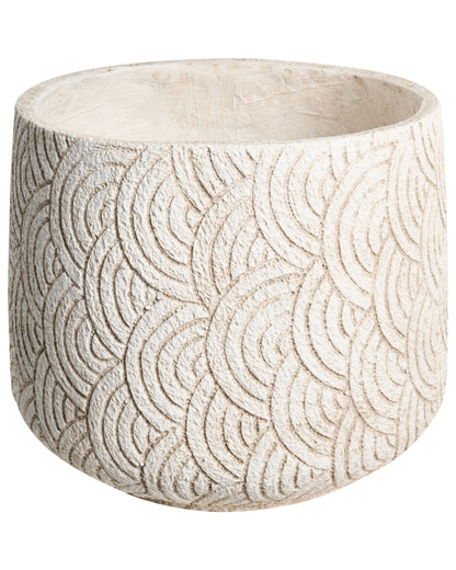 Home Fibre Clay Planter Round Beige Pot 31cm Indoor Outdoor