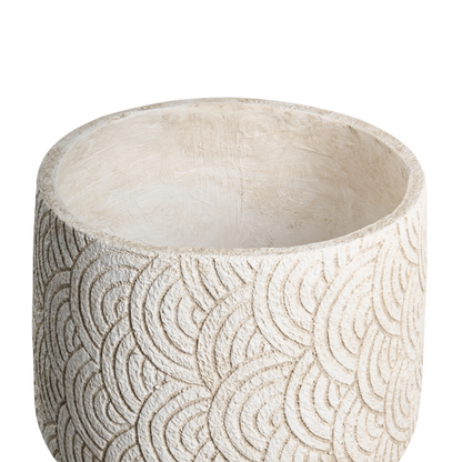 Home Fibre Clay Planter Round Beige Pot 31cm Indoor Outdoor