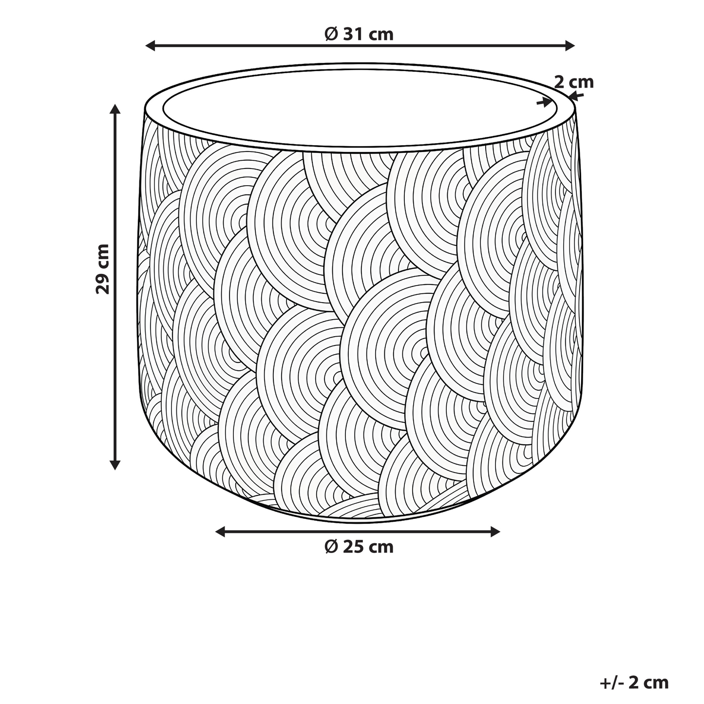 Home Fibre Clay Planter Round Beige Pot 31cm Indoor Outdoor