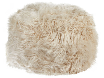 Light Beige Faux Fur Pouffe 70 x 70 With Removable Cover