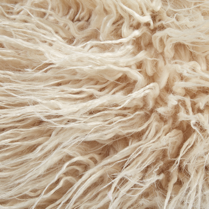 Light Beige Faux Fur Pouffe 70 x 70 With Removable Cover