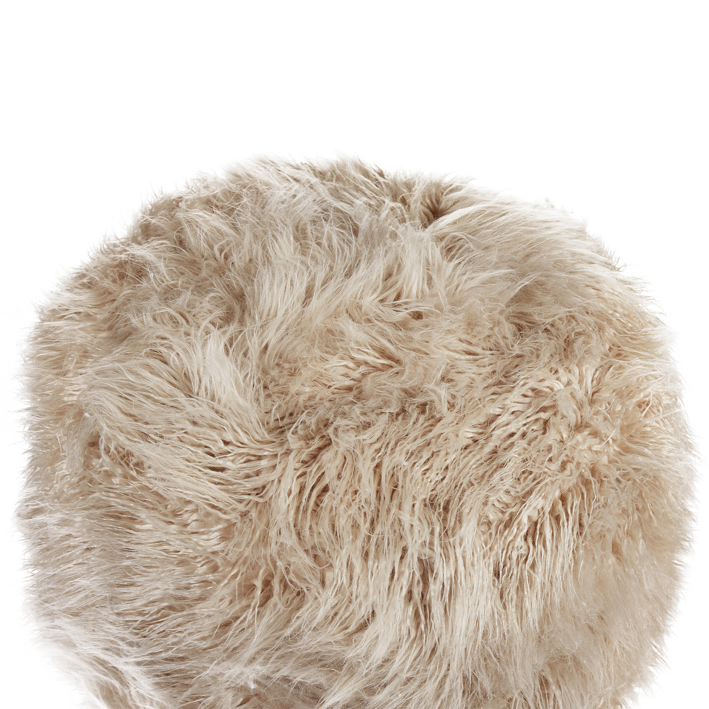 Beige Faux Fur Pouffe 50 x 50 x 30cm With Removable Cover Footstool Modern Boho