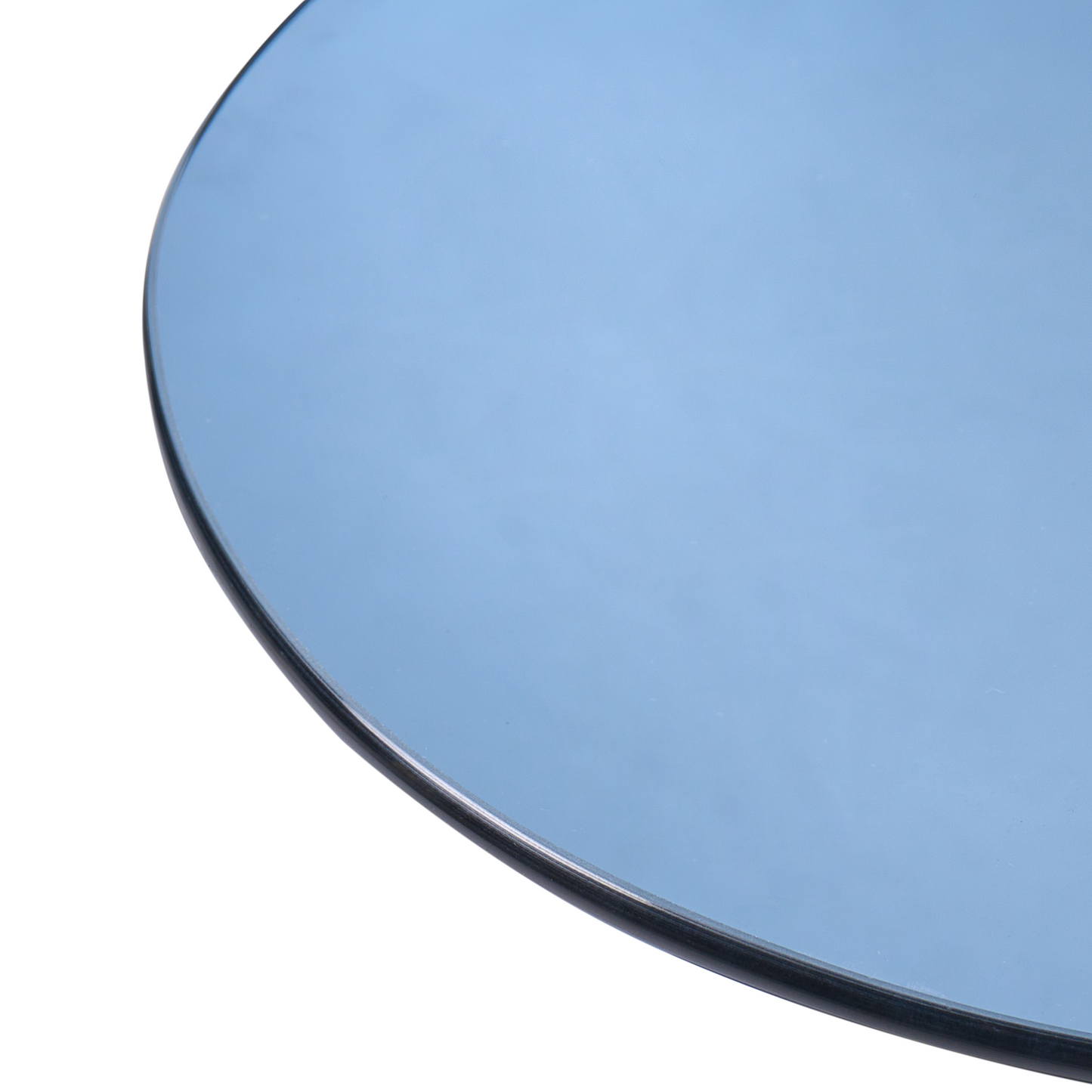 Astra Living Side Table Blue Tempered Glass 57 x 45cm With Wheels For Easy Mobility Minimalist Living Room