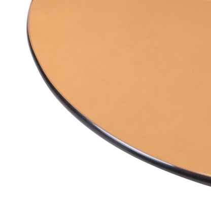 Avenue Brown Glass Side Table 57 x 45cm On Wheels Minimalist