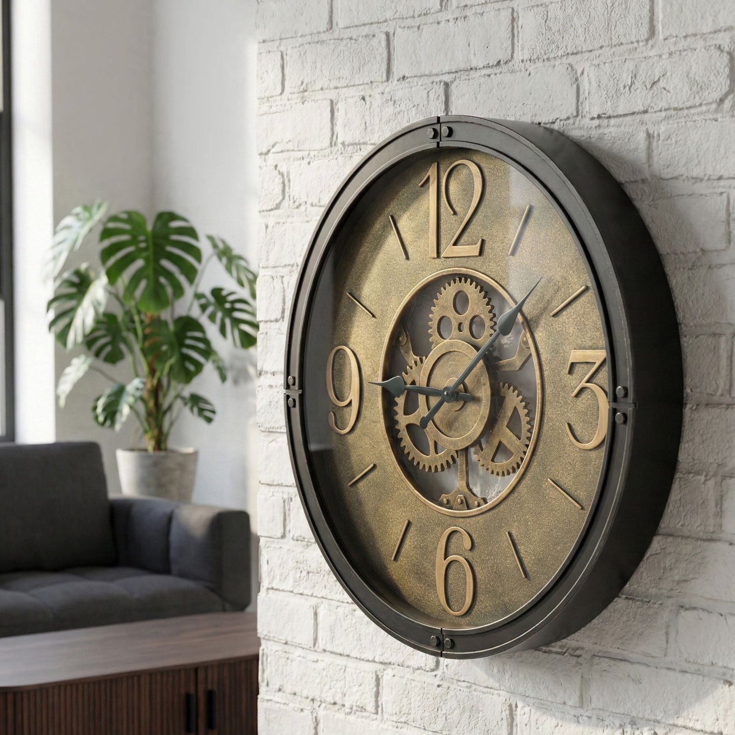 Heritage Home Wall Clock Vintage Gear Dial 50cm Synthetic Frame
