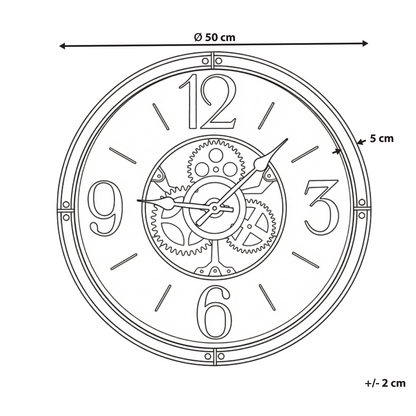 Heritage Home Wall Clock Vintage Gear Dial 50cm Synthetic Frame