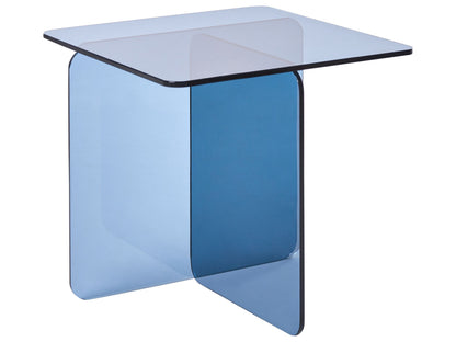Blue Glass Side Table 46 X 50cm Tempered Glass Minimalist Living Room Decor
