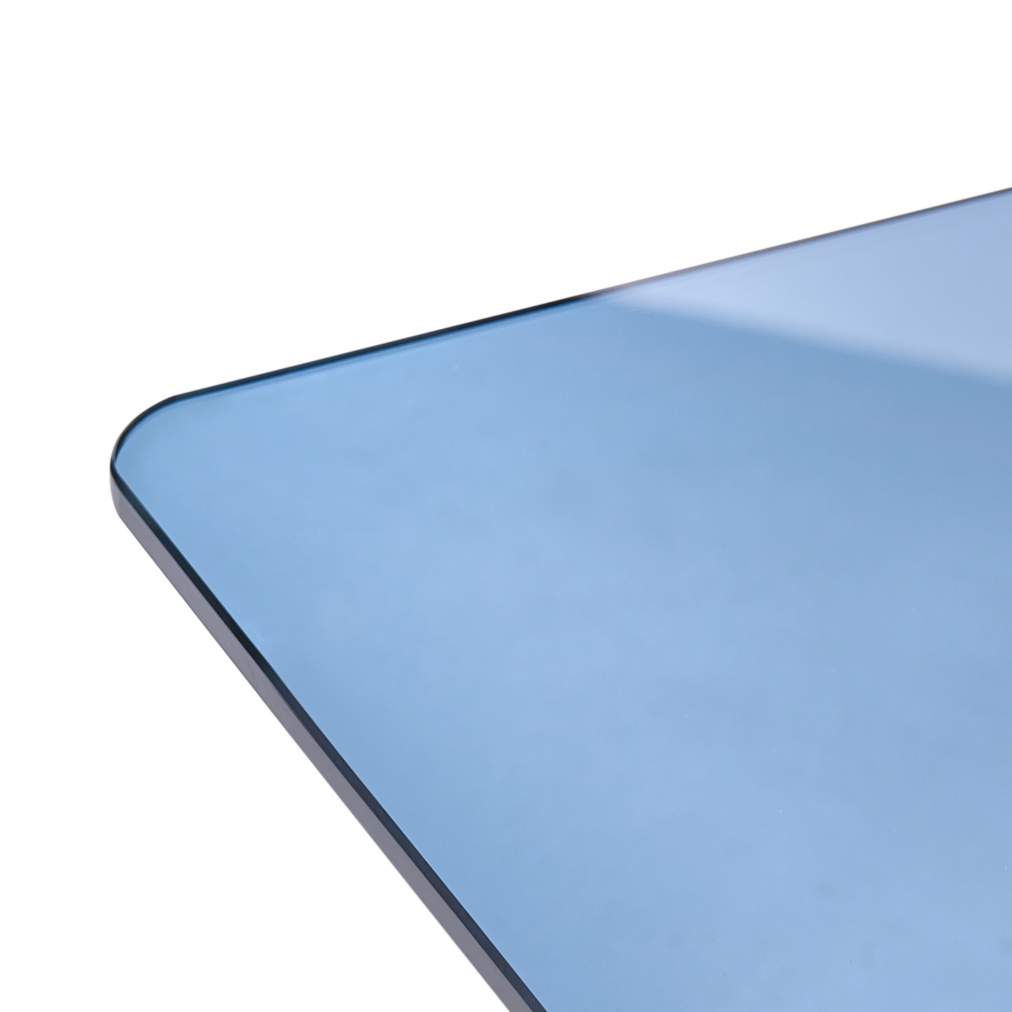 Blue Glass Side Table 46 X 50cm Tempered Glass Minimalist Living Room Decor