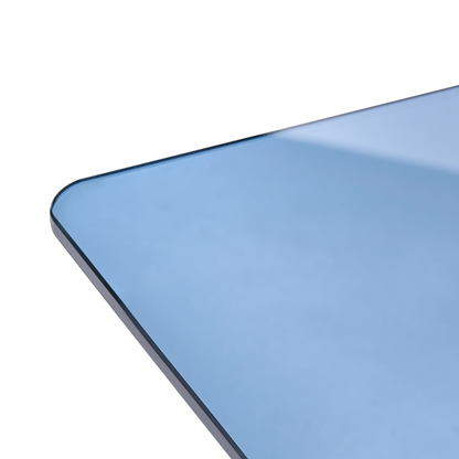 Blue Glass Side Table 46 X 50cm Tempered Glass Minimalist Living Room Decor