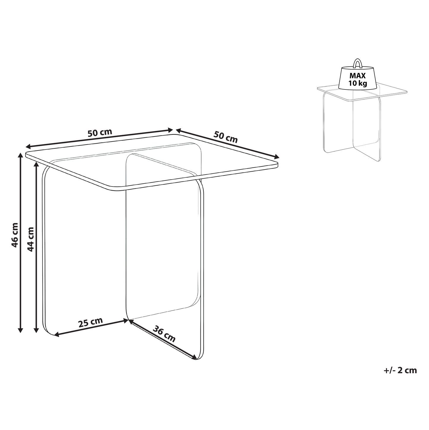 Blue Glass Side Table 46 X 50cm Tempered Glass Minimalist Living Room Decor