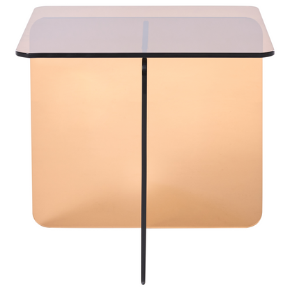 Brown Glass Side Table 46 x 50cm Abstract Minimalist Living Room Accent