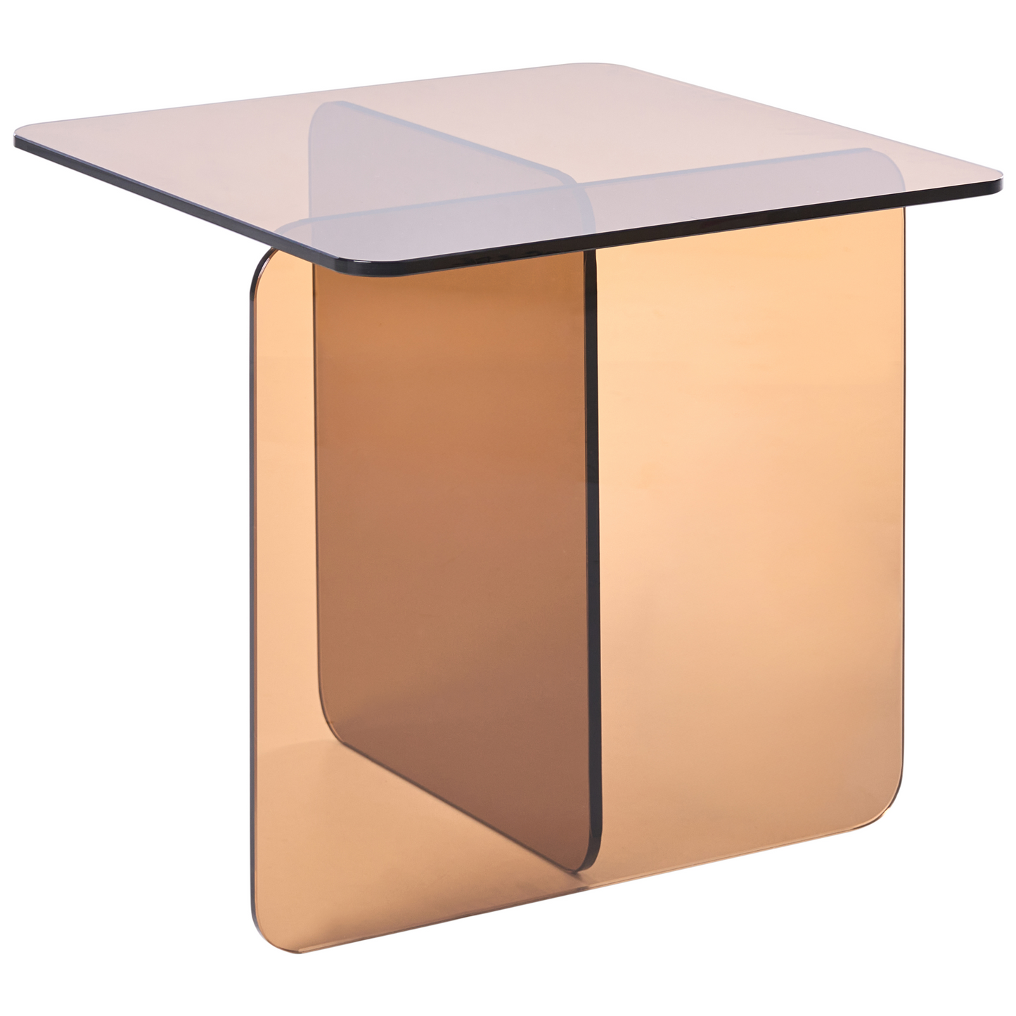 Brown Glass Side Table 46 x 50cm Abstract Minimalist Living Room Accent
